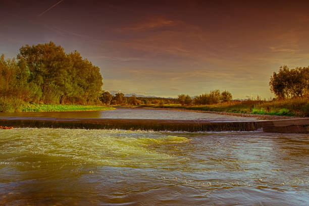 Czarny Dunajec River in the city of Nowy Targ, Poland - summer 2019 year