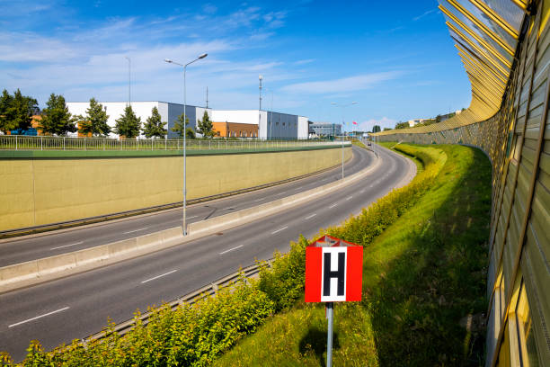istock Noise barrier wall on a city highway 1178378474