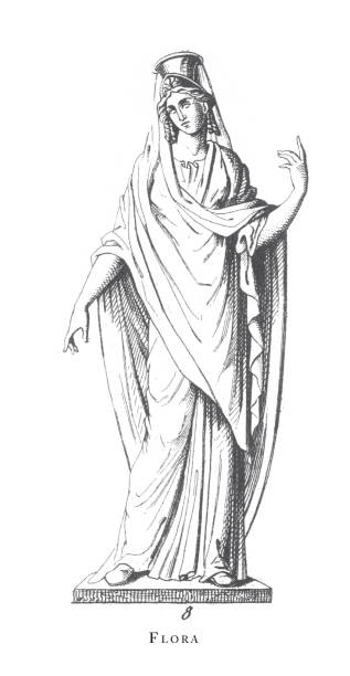 fortuna, yunan ve roma tanrıları ve dini paraphernalia gravür antik i̇llüstrasyon, yayınlandı 1851 - fortuna illüstrasyonlar stock illustrations