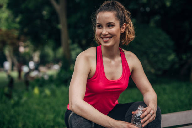 istock Woman  resting after running in nature 1178380507
