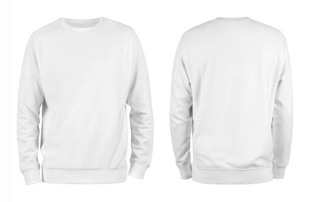 Men's white blank sweatshirt template,from two sides, natural shape on invisible mannequin, for your design mockup for print, isolated on white background Men's white blank sweatshirt template,from two sides, natural shape on invisible mannequin, for your design mockup for print, isolated on white background. sweatshirt stock pictures, royalty-free photos & images