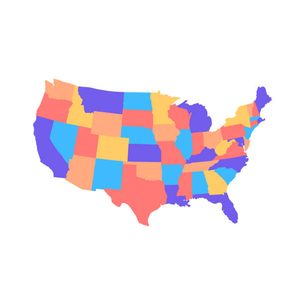 illustrazioni stock, clip art, cartoni animati e icone di tendenza di mappa usa simile vuota isolata su sfondo bianco. stati uniti d'america paese. modello vettoriale per sito web, design, copertina, infografica. illustrazione del grafico. - graph