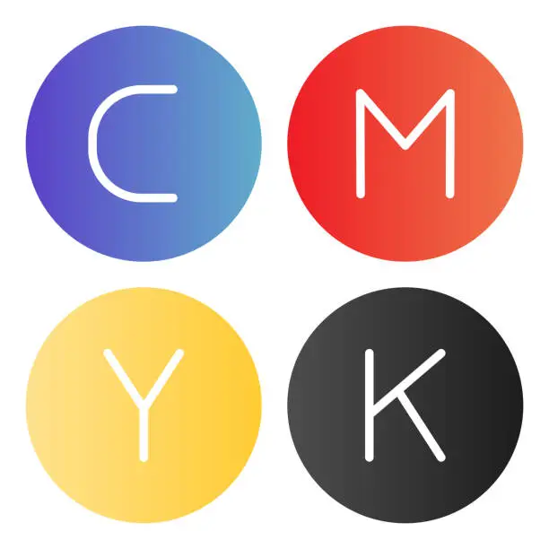 Vector illustration of CMYK palette flat icon. Print ink color icons in trendy flat style. Printing paint gradient style design, designed for web and app. Eps 10.