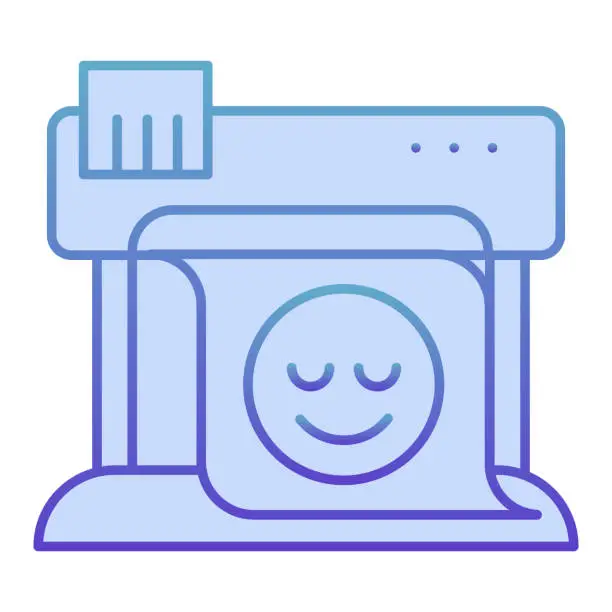 Vector illustration of Plotter flat icon. Large format printer blue icons in trendy flat style. Print machine gradient style design, designed for web and app. Eps 10.