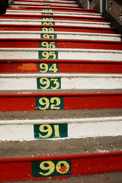 Steps numbered 90-100 stock photo