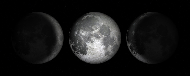 Digitally generated photograph of the moon phases showing the \