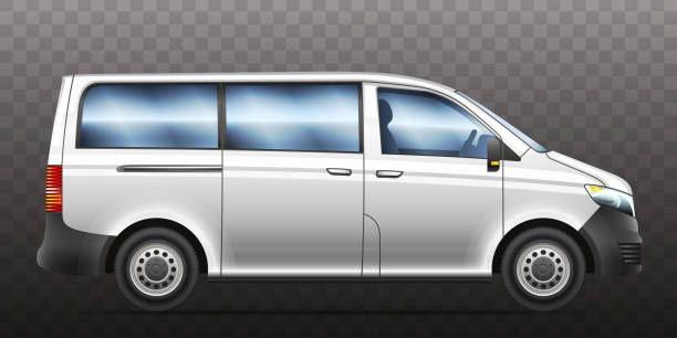 Vector isolated illustration of realistic mini-van. Vector isolated illustration of realistic mini-van. Realistic mock-up for design. truck trucking car van stock illustrations