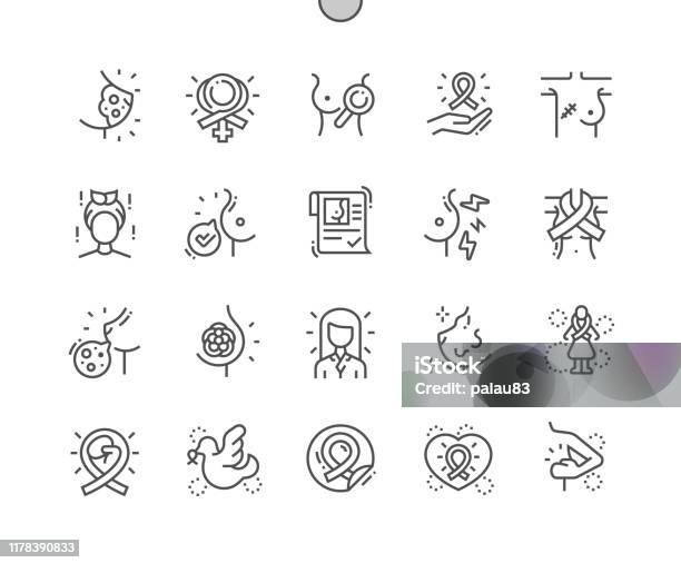 Breast Cancer Wellcrafted Pixel Perfect Vector Thin Line Icons 30 2x Grid For Web Graphics And Apps Simple Minimal Pictogram Stock Illustration - Download Image Now