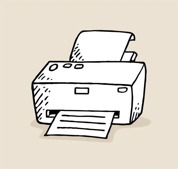 Vector illustration of Hand drawn printer