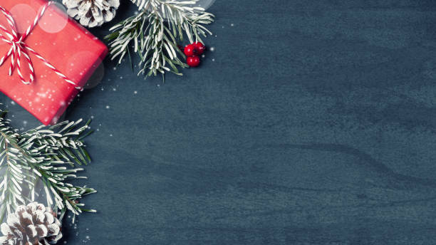 istock Christmas composition, blank for design - gifts and decorations on a textured background, copy space, place for text 1178393229
