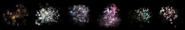 istock Set of multicolored flashes of fireworks isolated on black background 1178393254