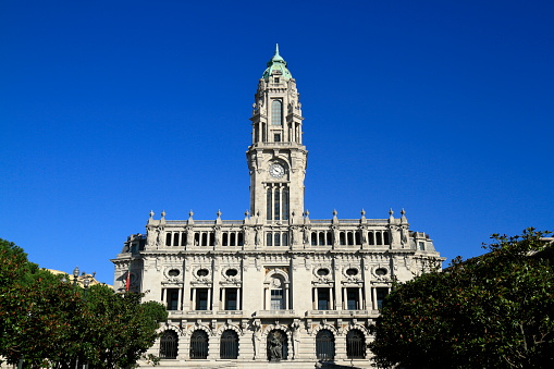 City Hall on Municipio Square near Av. dos Aliados in Porto, Portugal