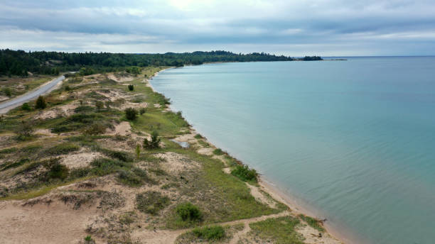 Dunes and Lake Michigan's Sturgeon Bay Aerial View