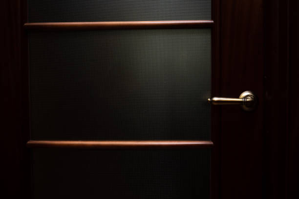 istock Modern home interior with brown glass door with metal handle 1178394760