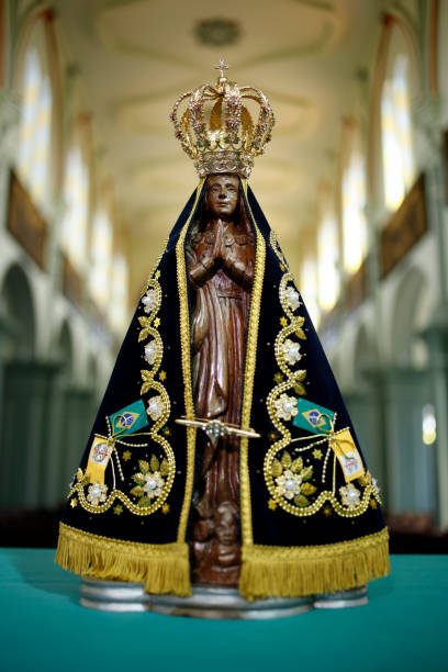 Image of Our Lady of Aparecida - Statue of the image of Our Lady of Aparecida Statue of the image of Our Lady of Aparecida, mother of God in the Catholic religion, patroness of Brazil virgin mary photos stock pictures, royalty-free photos & images