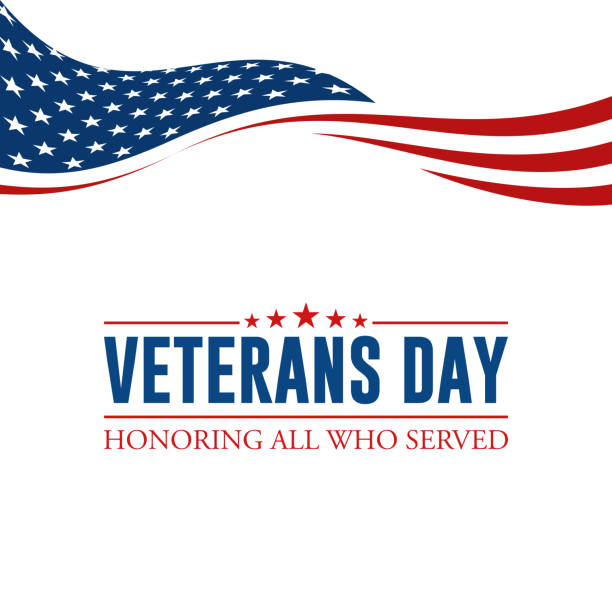 ilustrações de stock, clip art, desenhos animados e ícones de modern veterans day celebration background header banner - american flag