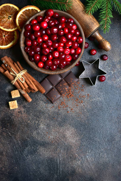 Culinary background with christmas winter spices and ingredients for baking