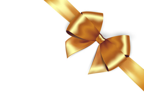 istock Shiny golden satin ribbon. Vector gold bow for design discount card 1178418986