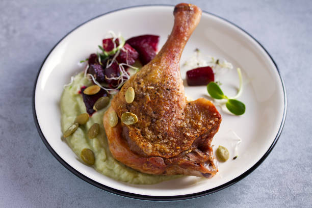 istock Roasted duck with celeriac puree and beetroot, sprinkled with pumpkin seeds 1178419318
