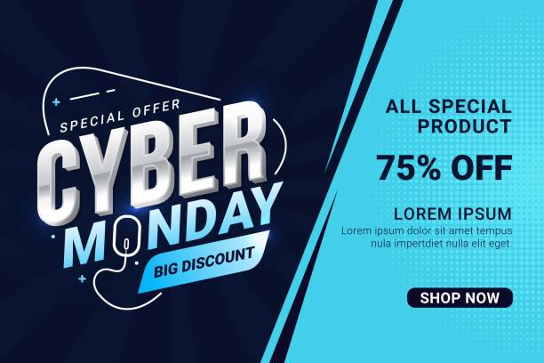 illustrazioni stock, clip art, cartoni animati e icone di tendenza di modello di banner di vendita cyber monday per l'illustrazione vettoriale di promozione aziendale - branding