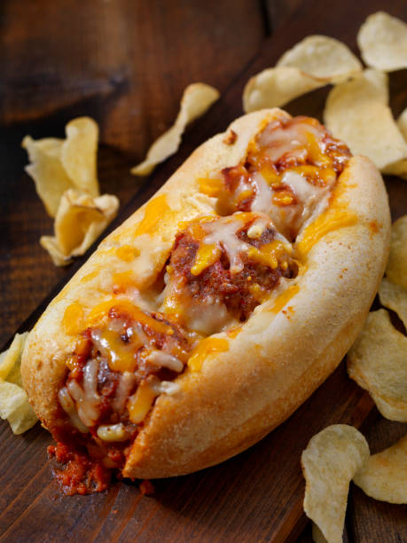 istock Baked Meatball Sub Sandwich with Kettle Chips 1178425650