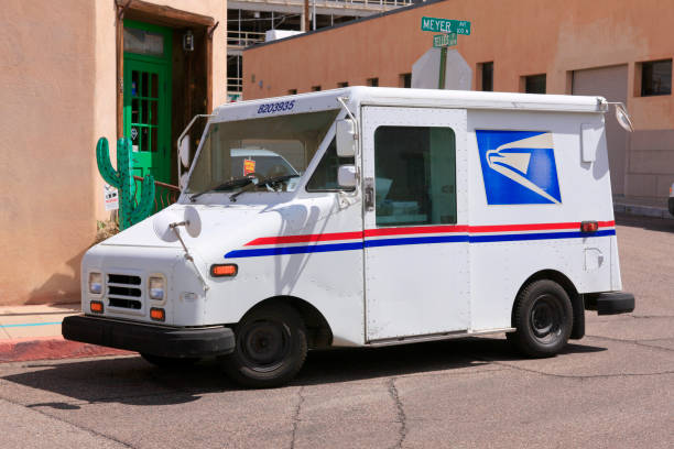 A truck delivers mail. Lensbaby 2.0. 