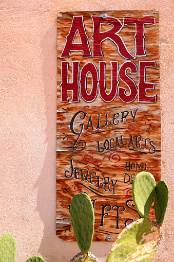 Art House Gallery sign outside the Old Town Artisans row in Tucson AZ