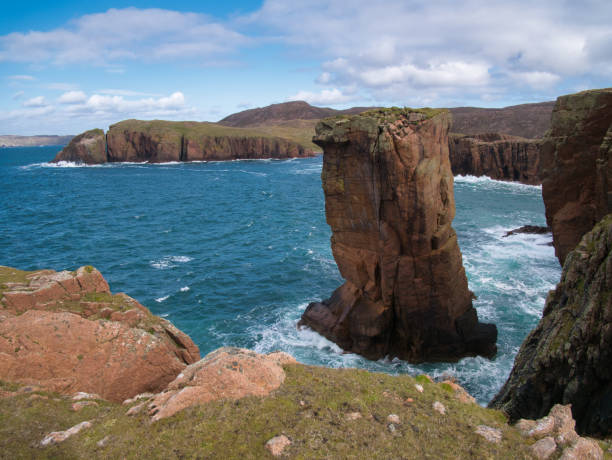 istock Sea stack and cliffs near North Ham on Muckle Roe, Shetland, UK 1178426915