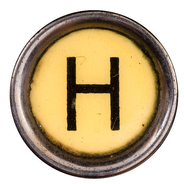 schreibmaschinentaste h - letter h typewriter key typewriter old stock-fotos und bilder