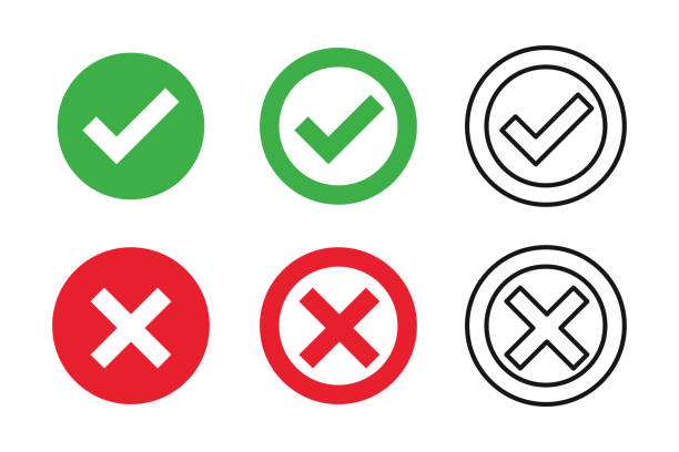 Checkmark cross on white background. Isolated vector sign symbol. Checkmark icon set. Checkmark right symbol tick sign. Flat vector icon. Test question. Checkmark cross on white background. Isolated vector sign symbol. Checkmark icon set. Checkmark right symbol tick sign. Flat vector icon. Test question. EPS 10 accuracy stock illustrations
