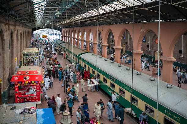 Lahore Railway Station, Lahore/Pakistan Lahore Railway Station, Lahore/Pakistan-August 15, 2019: Pakistan people are traveling with trains at Lahore Railway Station which was literally the first purpose-built British imperial building, Pakistan lahore pakistan photos stock pictures, royalty-free photos & images