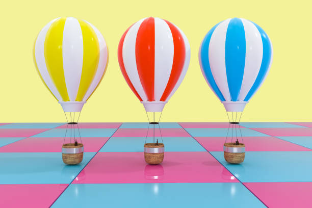 istock Multiple hot-air balloon with colorful background, 3d rendering. 1178448039