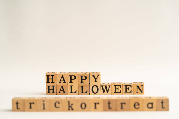 istock Wood block letter Happy Halloween day 1178450233