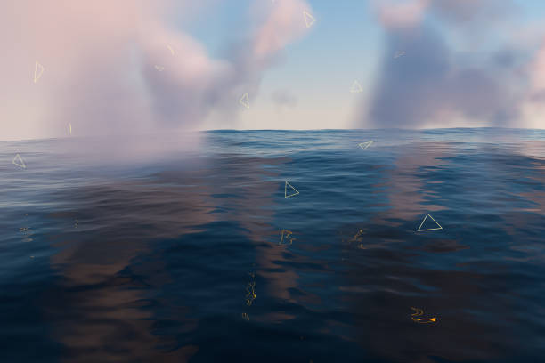 istock The wide ocean with glowing triangle lines, 3d rendering. 1178453840