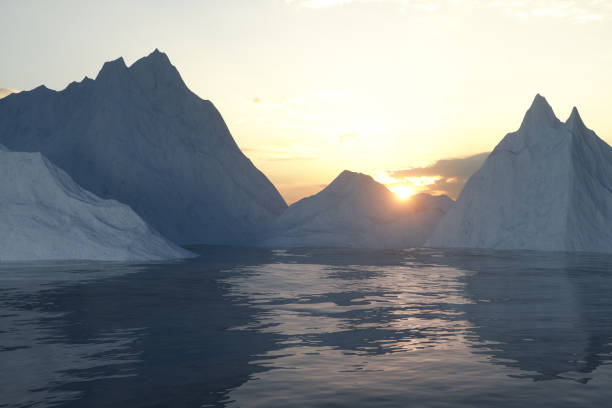 istock Ocean and sunshine coming from the side of iceberg, 3d rendering. 1178453879