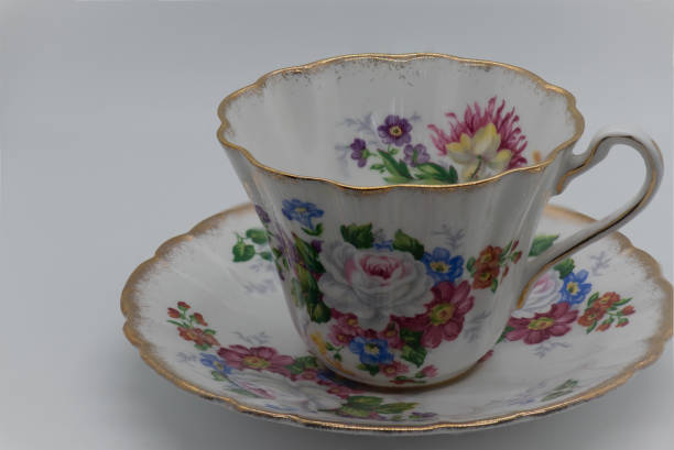 istock Floral bone-china teacup and saucer 1178456328