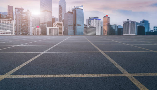 istock Skyline of road surface and urban architectural landscape 1178456481