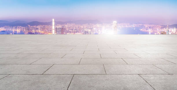 istock Skyline of road surface and urban architectural landscape 1178456538