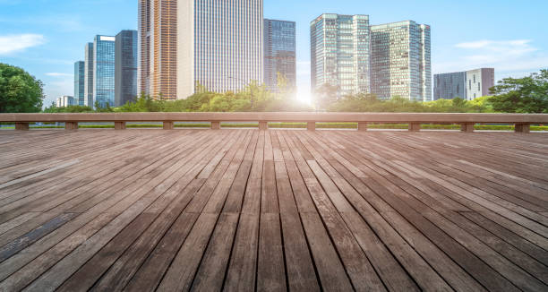 istock Skyline of road surface and urban architectural landscape 1178457347