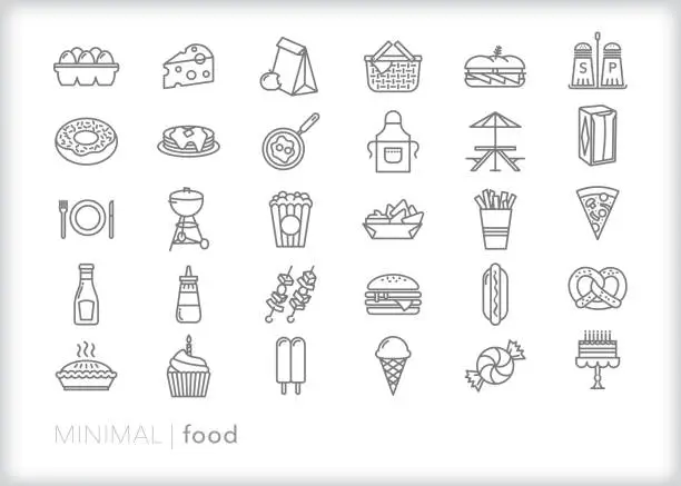 Vector illustration of Food line icon set