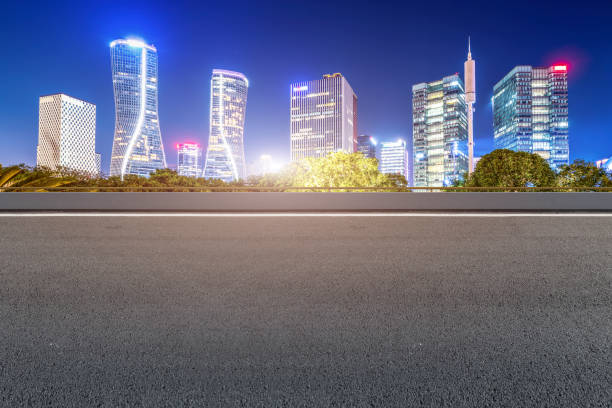 istock Skyline of road surface and urban architectural landscape 1178457562