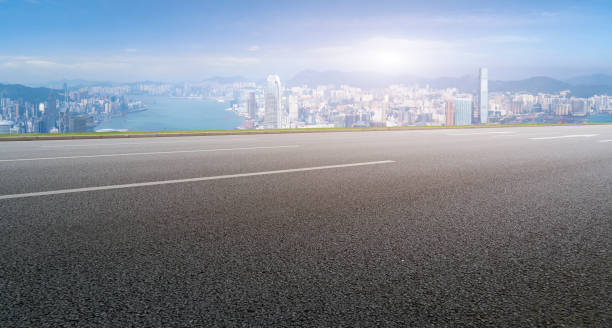 istock Skyline of road surface and urban architectural landscape 1178458440