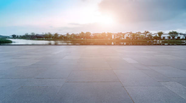 istock Skyline of road surface and urban architectural landscape 1178458447