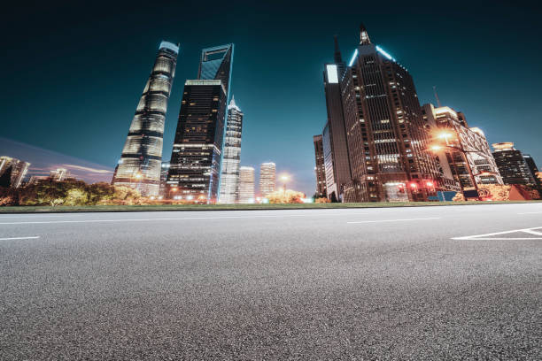istock Skyline of road surface and urban architectural landscape 1178459509