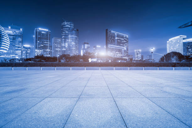 istock Skyline of road surface and urban architectural landscape 1178459619