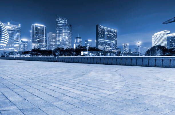 istock Skyline of road surface and urban architectural landscape 1178460277