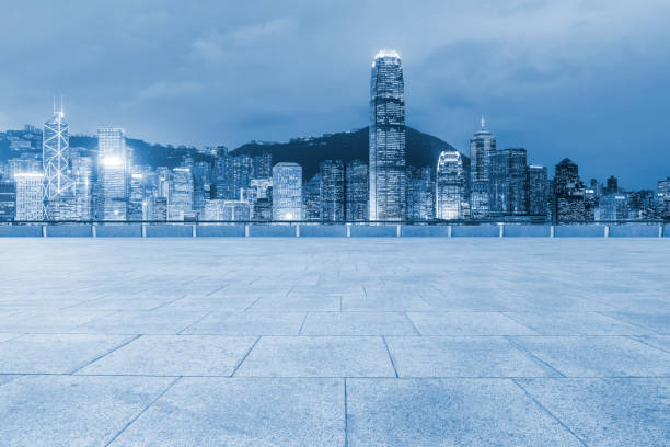 istock Skyline of road surface and urban architectural landscape 1178461526