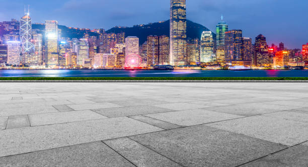 istock Skyline of road surface and urban architectural landscape 1178462596