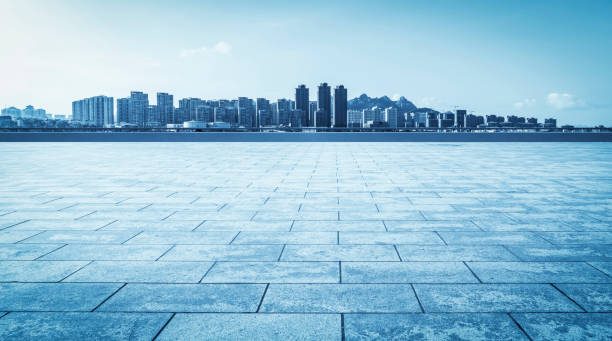 istock Skyline of road surface and urban architectural landscape 1178463183