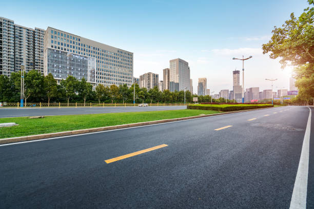 istock Skyline of road surface and urban architectural landscape 1178467087